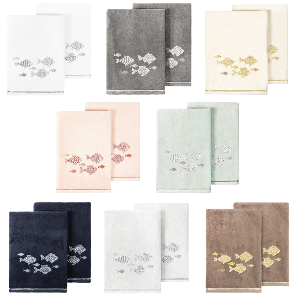 Authentic Hotel and Spa Turkish Cotton Figi 2PC Embellished Bath Towel Set