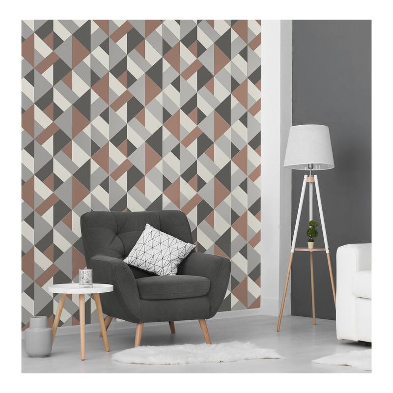 Brewster Delano Copper Structured Geo Wallpaper - 20.5 x 396 x 0.025