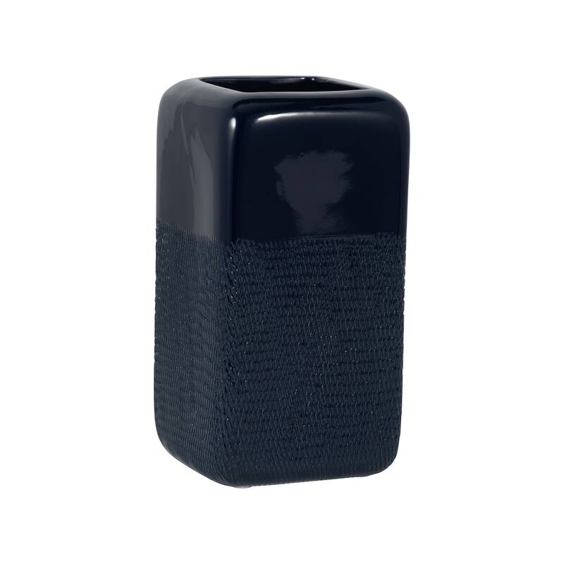 Sagebrook Home Ceramic Vase, Versatile Home Accents for Stylish Decor - Grooved Blue - 5" x 5" x 10"