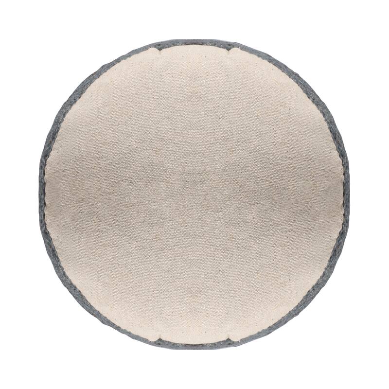 Sevita Natural/Gray Farmhouse Striped Hand-Made Pouf