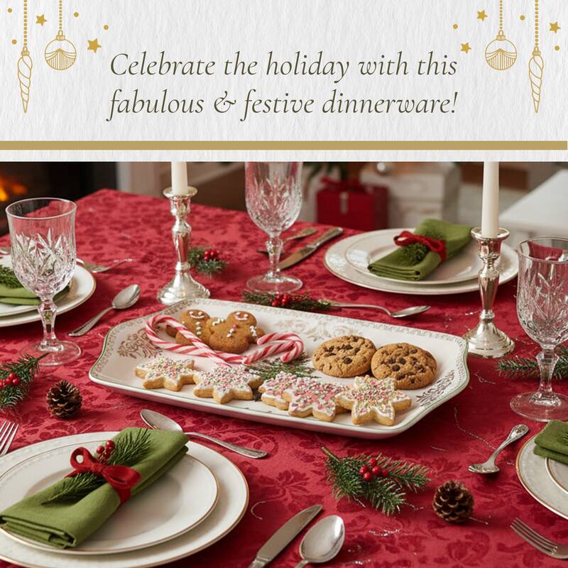 Spode Christmas Tree Gold Dessert Tray - 12" L x 7" W