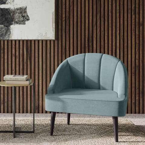 WYNDENHALL Bateman 33 inch Wide Contemporary Accent Chair in Seafoam Blue Velvet fabric - 28.74" D x 33.46" W x 32.68" H