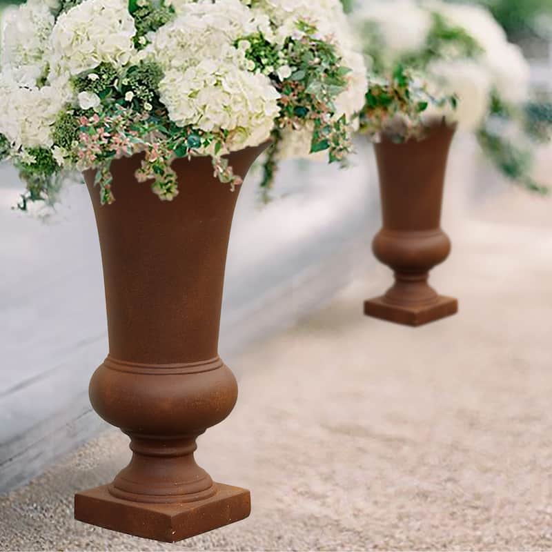 22.75" H Handmade Fiber Stone Tall Urn Planter Pot