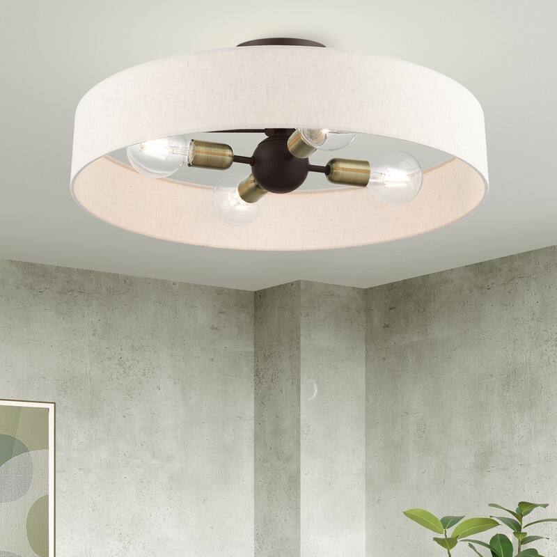 Livex Lighting 4 Light Soft Gold Flush Mount, 46038-07 - 22" Dia x 4" H