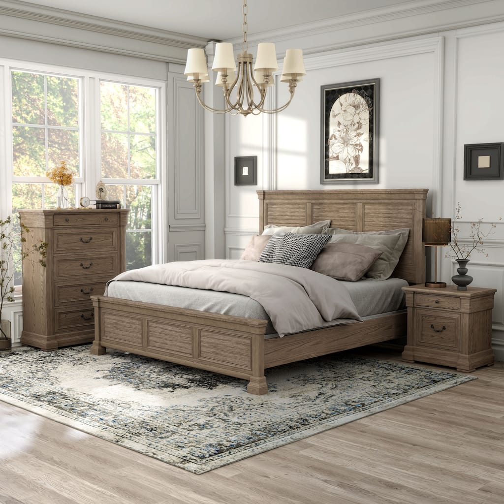 Furniture of America Wacine 3-Piece Weathered Grey Wood Panel Bedroom Set