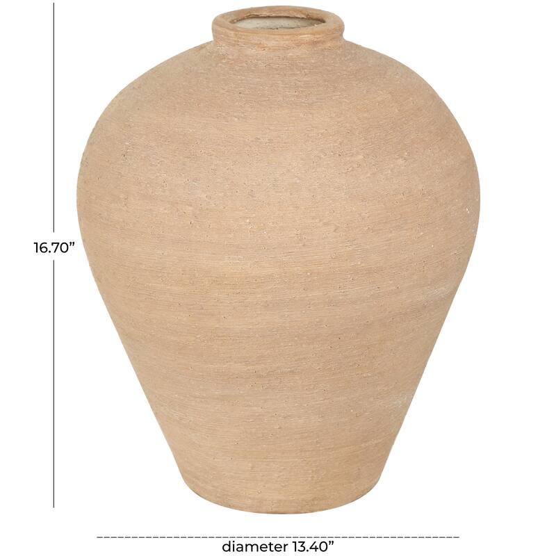 Beige Ceramic Wide Textured Vase