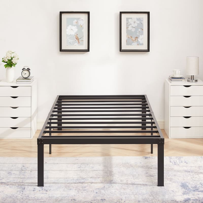 Javlergo 14/16/18 Inch Metal Platform Bed Frame, Heavy Duty Slat Support /No Box Spring Needed