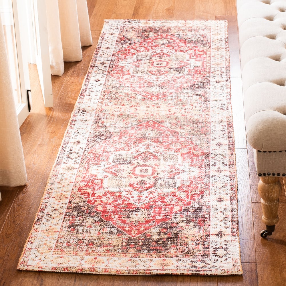 SAFAVIEH Handmade Saffron Karley Traditional Tribal Ivory/Rust Cotton Rug