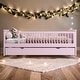 preview thumbnail 1 of 12, Wood Twin Size Platform Bed with Guardrail,Trundle and Open Fence Design,Kids and Baby Pink