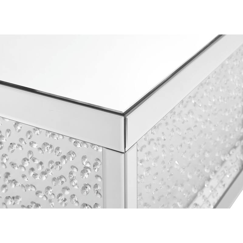 48 inch Rectangle Crystal Coffee Table In Clear Mirror Finish