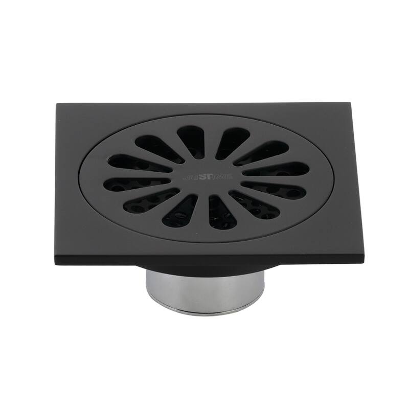 Kingston Brass Watercourse Sunburst 4" Square Grid Shower Drain - Matte Black