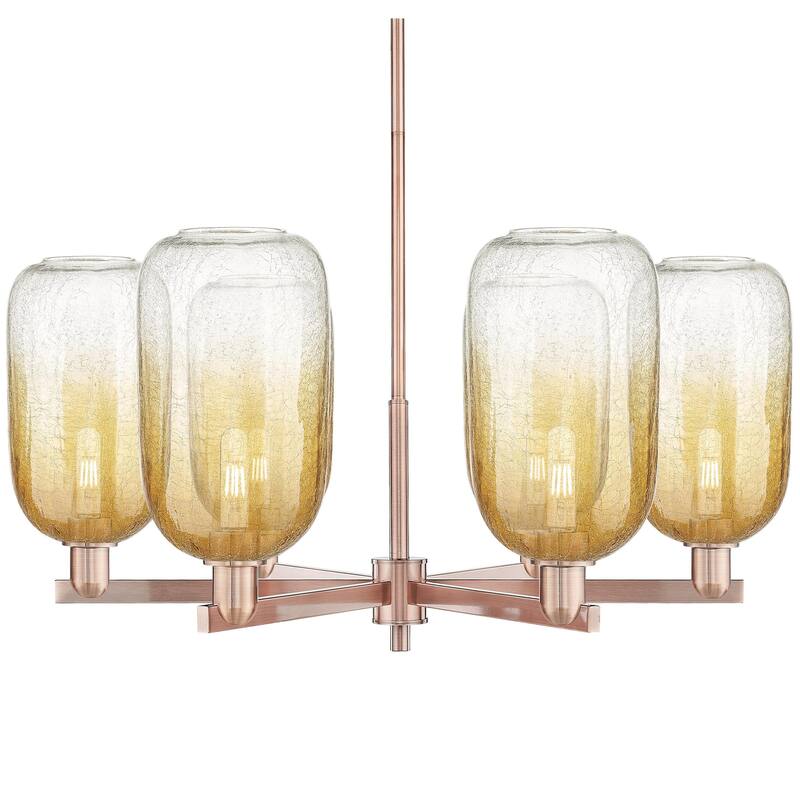 Innovations Lighting 716-6CR-17-24 Brookhaven Cloche Chandelier - Antique Copper / Amber