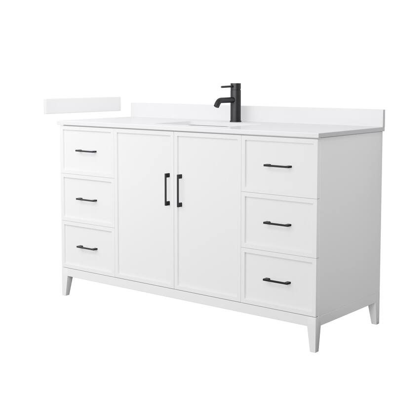 Wyndham Collection WCH717160S-VCA-UNSMXX Elan 60" Free Standing Single - White / White Cultured Marble Top / Matte Black - Painted