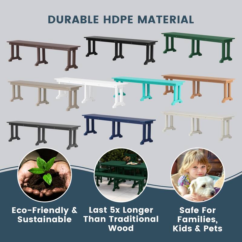 Laguna Hdpe All Weather Outdoor Patio 65" Bench