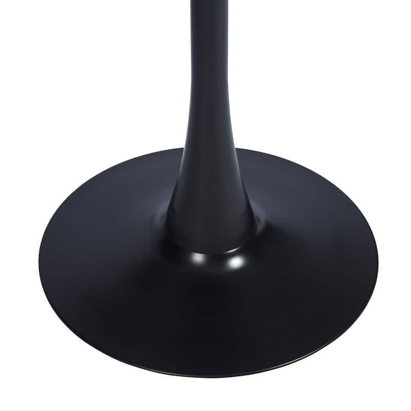 HomeRoots 32" Black Wood Pedestal Base Round Top Dining Table - 31.50 in. x 28.30 in. x 31.50 in.