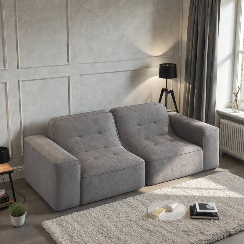 83.6 Inch Modular Sectional Sofa, 3 Seater Tufted Chenille Couch with Deep Seat, No Assembly Modern Sofa