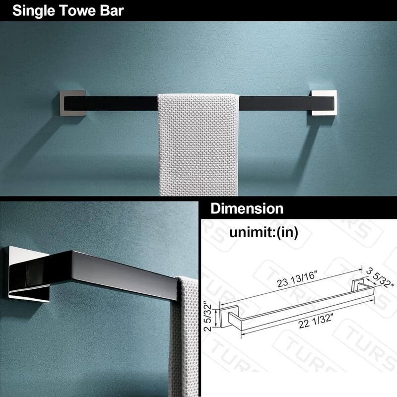 5-Piece Bathroom Stainless Steel Wall Mounted Towel Rack Set, 23.4 Inch Towel Rack