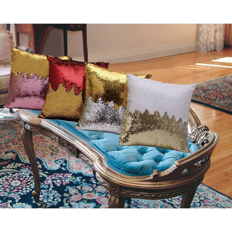 Violet Linen Bally Decorative Mermaid Reversible Sequin Decorative Cushion Cover