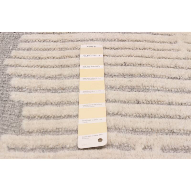 ECARPETGALLERY Hand-knotted Tangier Cream, Dark Grey Wool Rug - 8'0 x 10'4