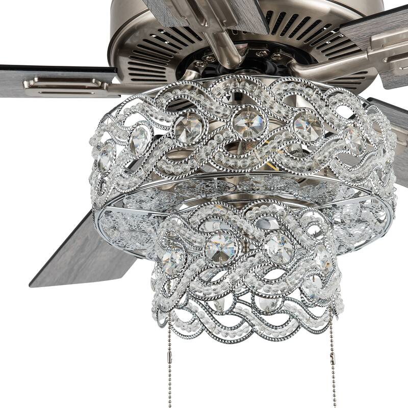 Copper Grove Olivia Satin Nickel 52-in. Beaded Braid LED Ceiling Fan - 52"L x 52"W x 21"H