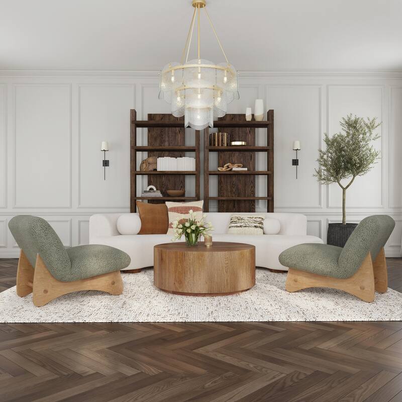 Classic Home Concord Upholstered Fabric Sectional Sofa - Ivory