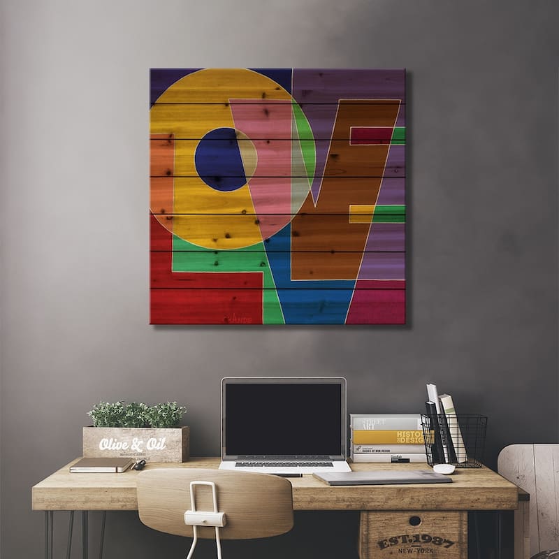 All You Need Is Love Print On Wood by Alla GrAnde - Multi-Color