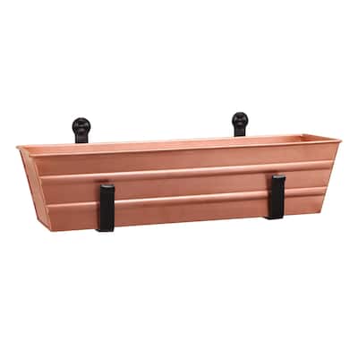 Achla Designs Small Galvanized Steel Flower Box Planter With Wall Brackets, 22 Inch Wide