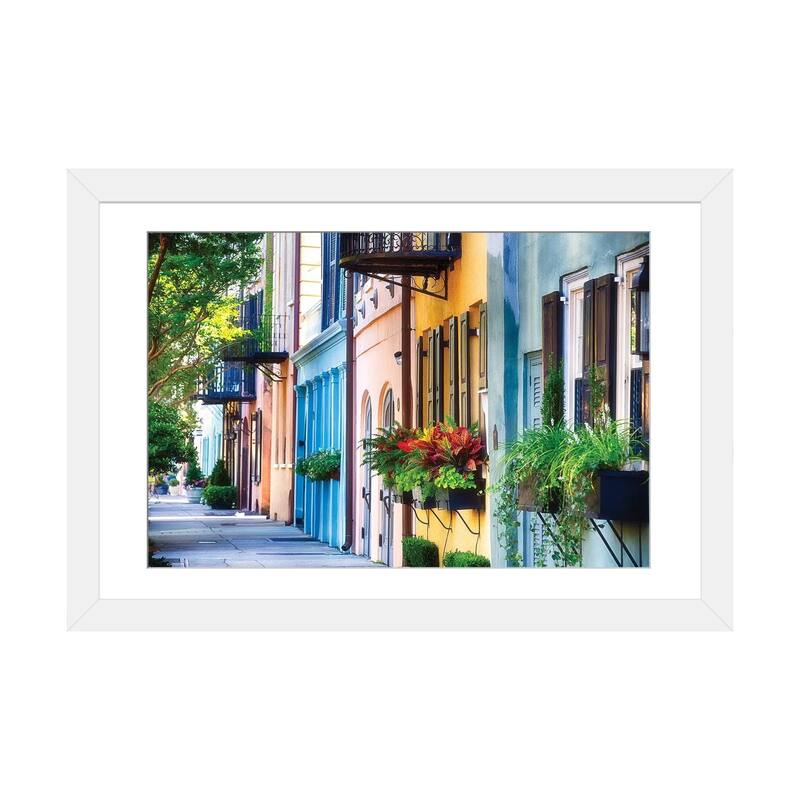 iCanvas "Rainbow Row I" by George Oze PFA - White - 16x24x1