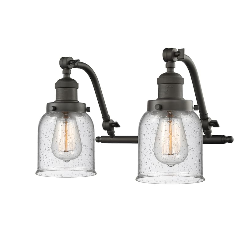 Innovations Lighting Small Bell 2 Light 18" Wide Bathroom Vanity Light - Oiled Rubbed Bronze / Seedy