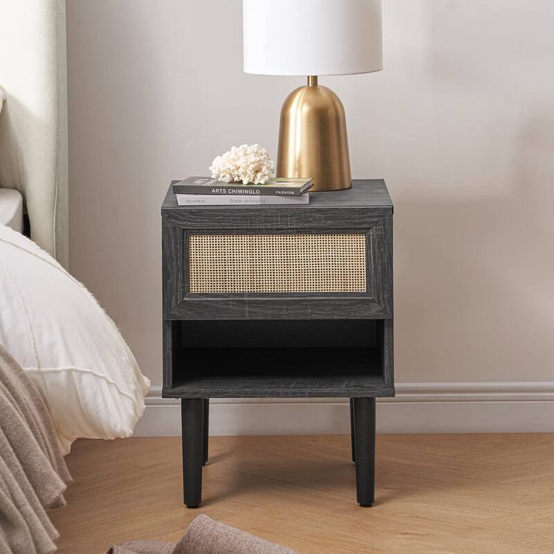 Mopio Haylee Night Stand, Side Table, End Table, Boho Farmhouse Modern Nightstand, Bedside Tables, Small Nightstand with Drawers