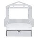 preview thumbnail 7 of 11, White Twin Size Solid Wood House Bed with Bench, Socket, and Shelves