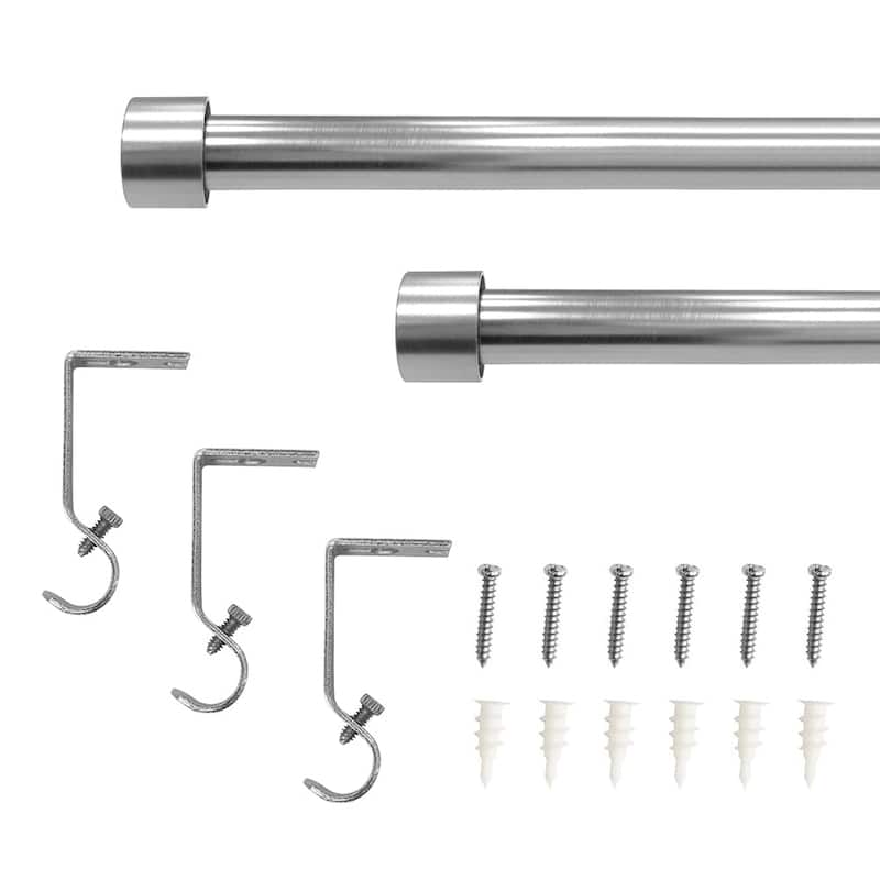 Lumi Single Curtain Rod Brushed Nickel/ Black- End Cap finials