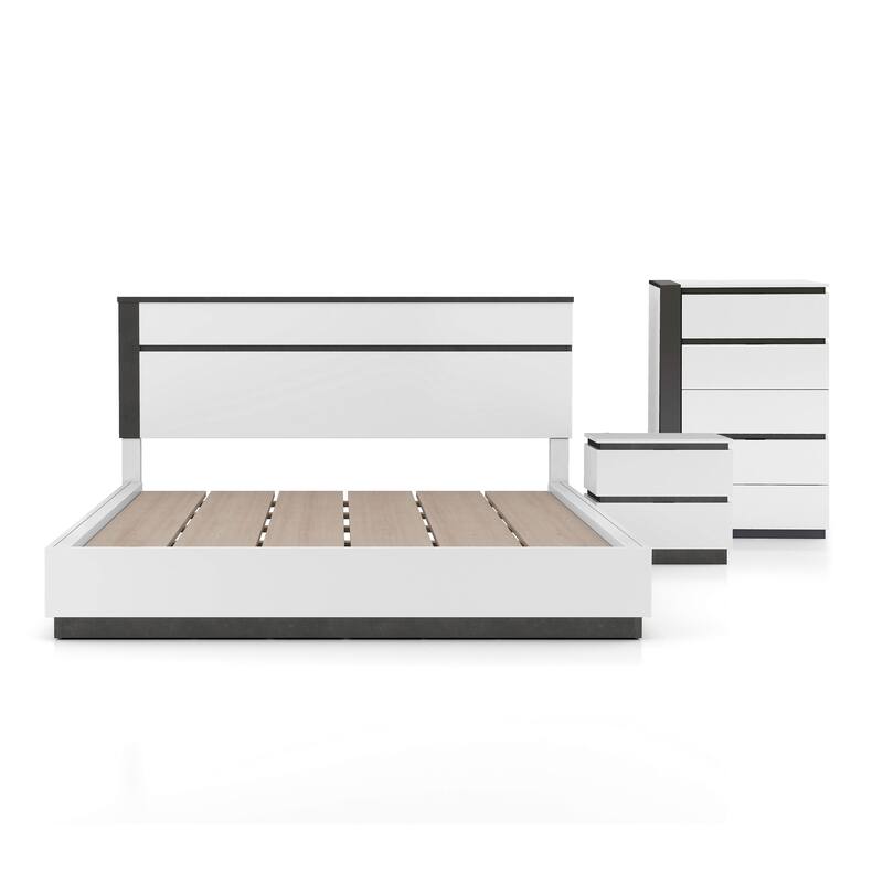 Furniture of America Conjira Modern 3-Piece White Wood Platform Bedroom Set