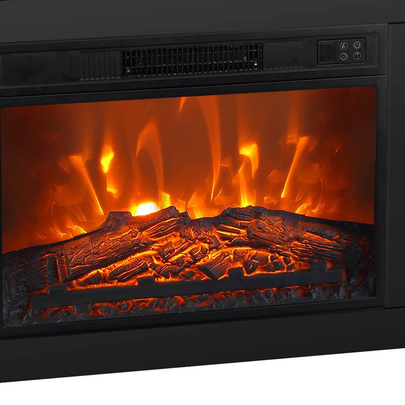 66" Modern Black Electric Fireplace TV Stands Console for 75-inch TV with Remote - 66 in console width
