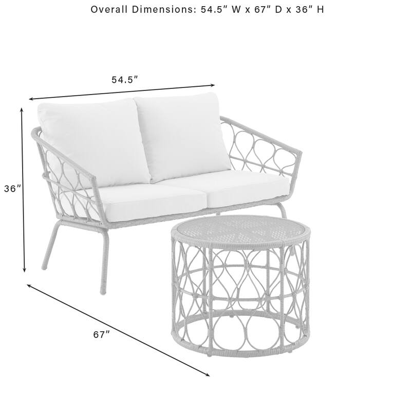 Juniper 2Pc Outdoor Wicker Conversation Set - 67"x54.5"x36"