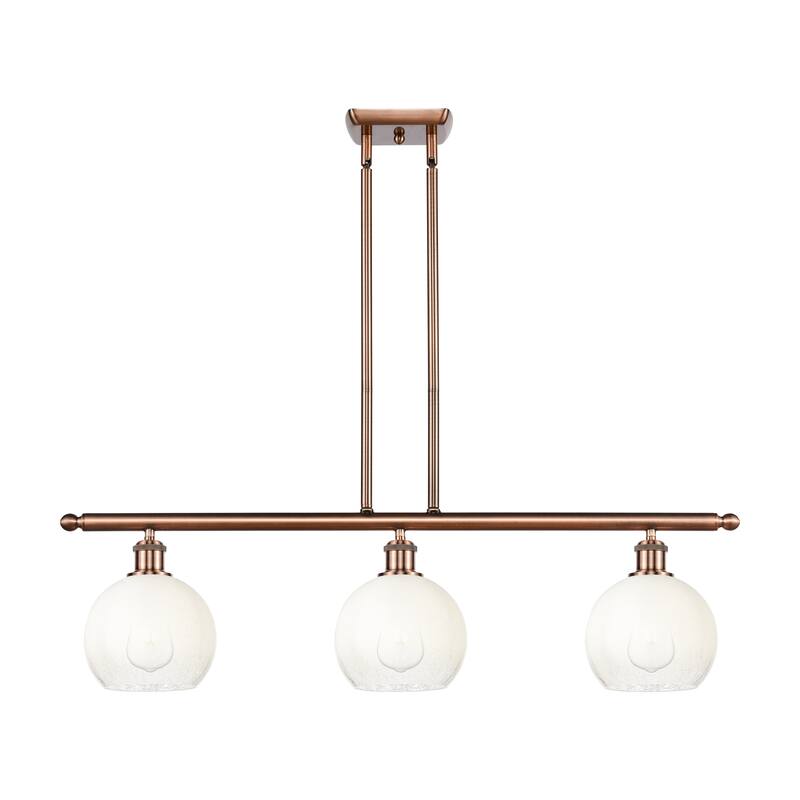 Innovations Lighting Endless Possibilities Ballston - Brookhaven Globe - 3 Light 36" Stem Hung Island Light - Antique Copper/Opal