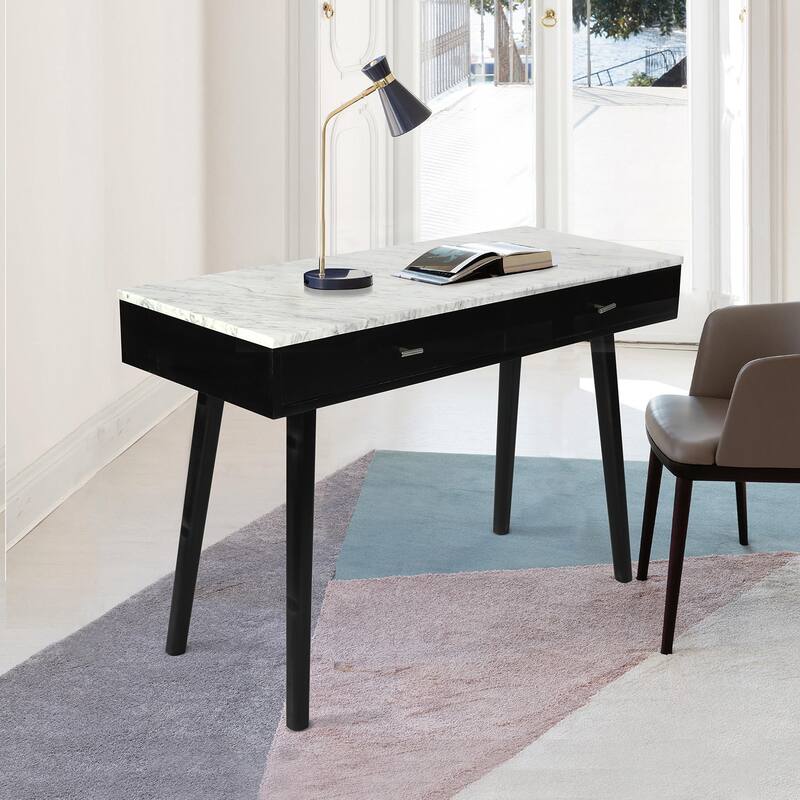 Versatile And Stylish Marble White Writing Desk To Elevate And Complete Any Space