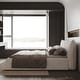preview thumbnail 4 of 47, King Size Bed Frame w/ Special Shaped Headboard,Velvet Upholstered Platform Bed Floor Bed Low Profile Bed, Mattress Foundation