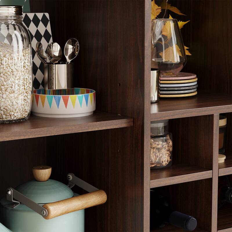 Sideboard Cabinet with Storage, 34 Inch Wine Bar Cabinet with Wine Racks, Buffet Cabinets for Home, Living Room