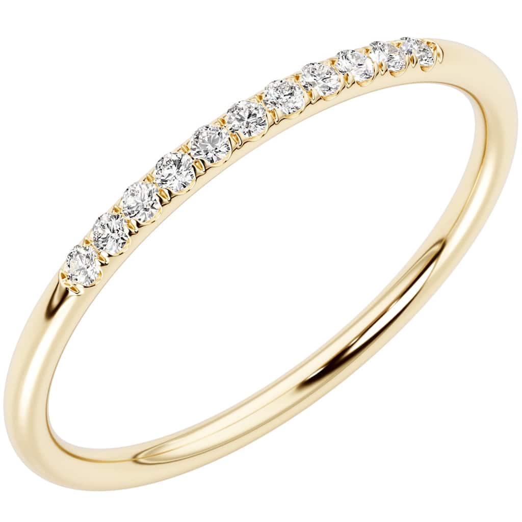 14k Gold Plated Sterling Silver Lab Diamond 1/10 ct Stacking Ring Band