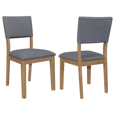 Brown/Blue Fabric Upholstered Wood Frame Dining Chair, Set of 2, Sturdy Dining Chair for Dining Rooms - 20.5