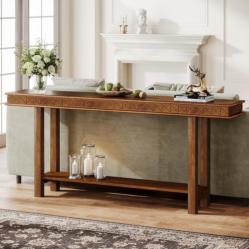 70.9 Inches Long Console Sofa Table for Living Room - Brown