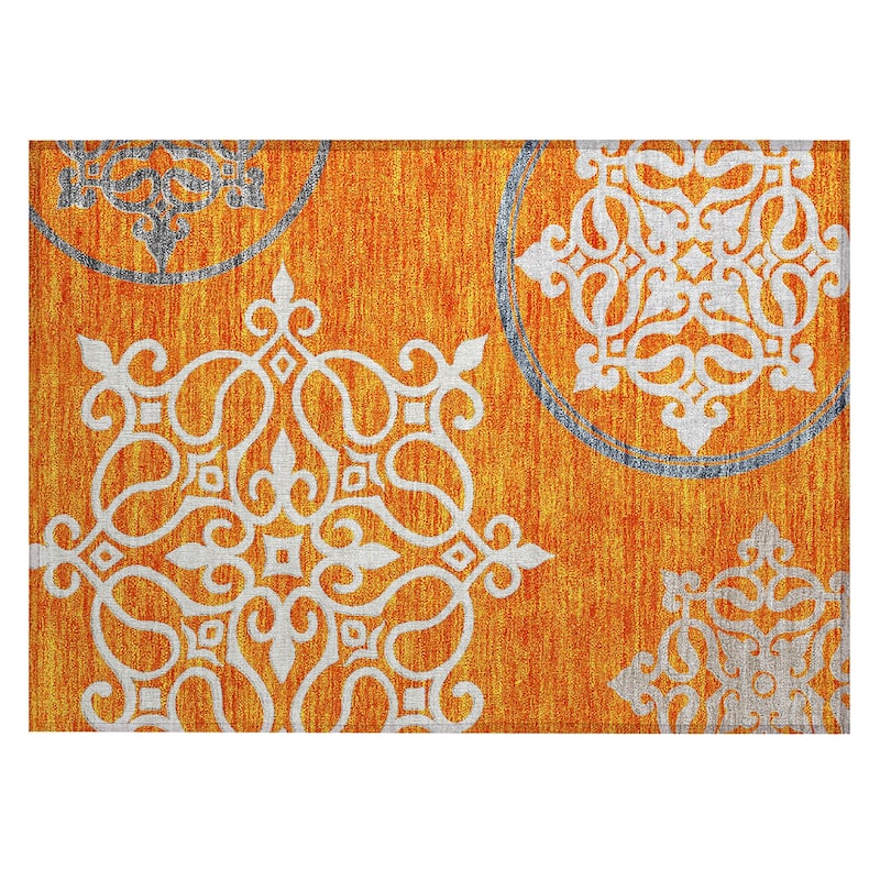 Machine Washable Indoor/ Outdoor Chantille Bold Medallions Rug