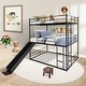 preview thumbnail 1 of 4, Black Twin Metal House Loft Bed with Slide & Ladder Black