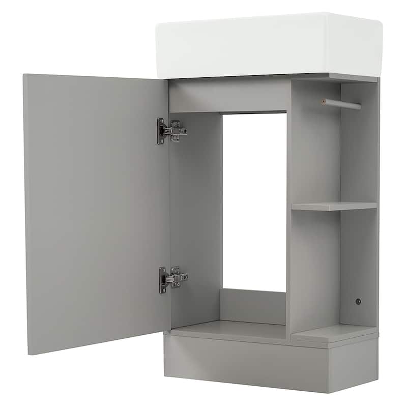 Roomfitters 18.6" Bathroom Vanity with Sink Cabinet with Two-Tier Shelf Left or Right Setup Slim Fit Design
