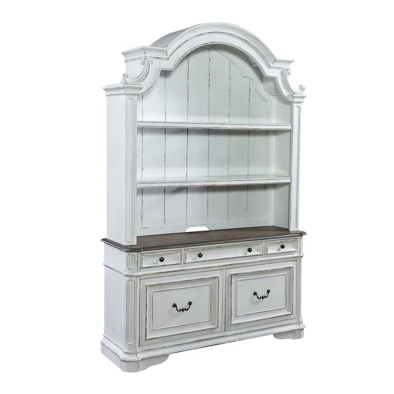 Magnolia Manor Antique White Optional Credenza & Hutch