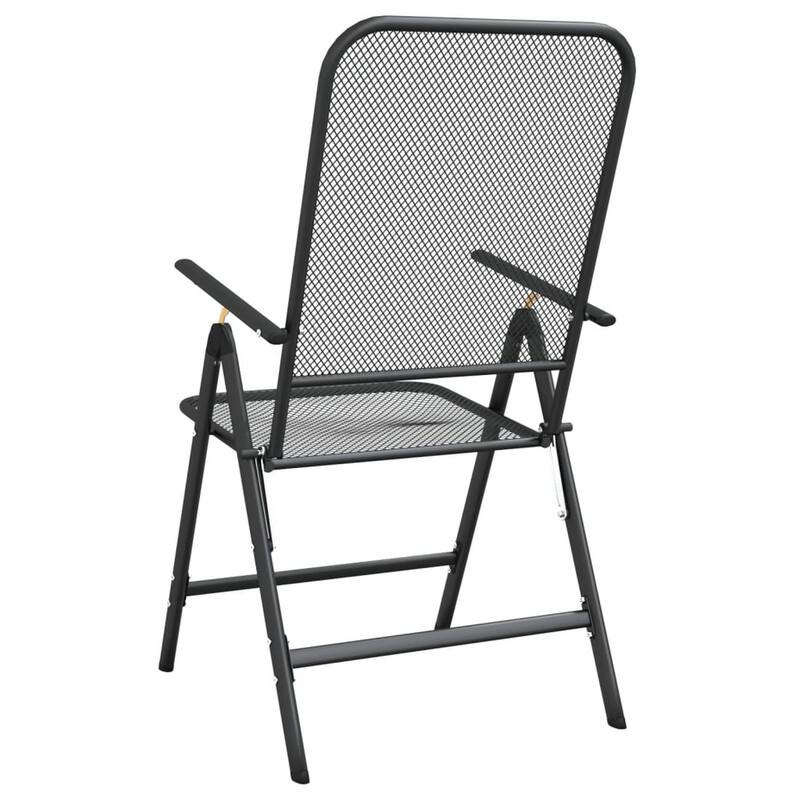 Zofi Folding Outdoor Dining Set of 4, Dark Gray Iron Mesh Frame