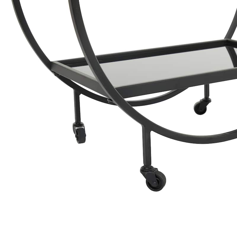 Metal Contemporary Bar Cart with Wheels