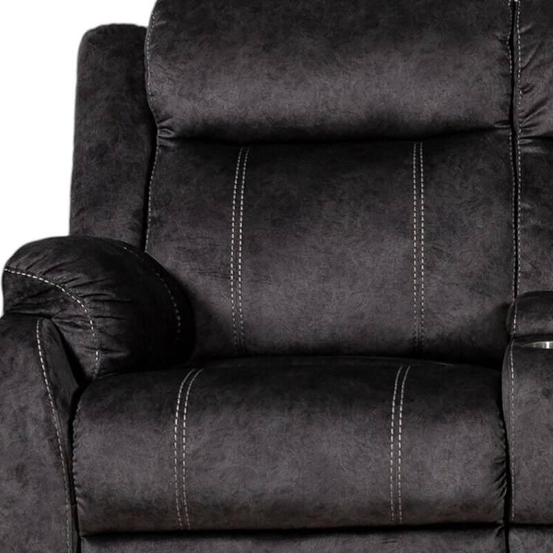 HomeRoots 70" Dark Gray Microfiber Manual Reclining Loveseat With Storage - 70.07' X '40.94' X '37.01