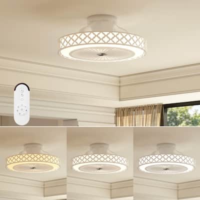 Modern 7-Blade Ceiling Fan with Adjustable LED Light and 6 Speeds Included Remote Control - 19"Dia x 7.5"H